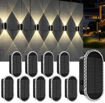 Luzes solares de vedação externas, 3000 K/4000 K/6000 K, 3 modos, luzes solares de parede, impermeáveis ao ar livre, luzes solares externas de cabeça dupla para cima e para baixo para cerca de casa, quintal, deck, jardim, pátio, varanda, 10 unidades