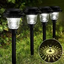 Luzes solares de vidro Balhvit para exteriores, pacote com 8 luzes solares superbrilhantes, últimas luzes de jardim de ligar/desligar automaticamente até 12 horas, alimentadas por energia solar, impermeável, iluminação paisagística LED de aço inoxidável para quintal