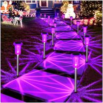 Luzes solares DenicMic Solar Pathway LED impermeável roxo