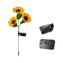 Luzes Solares Em Forma De Girassol À Prova d'Água Com 3 Cabeças Para Jardim, Luzes LED Para