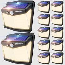 Luzes solares externas CLAONER 128 LED, pacote com 12 unidades, IP65, impermeáveis