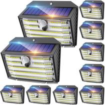 Luzes solares externas CLAONER, pacote com 10, 126, sensor de movimento LED IP65