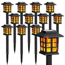 Luzes solares GIGALUMI Flickering Flame LED, pacote com 12 unidades ao ar livre Luzes solares GIGALUMI Flickering Flame LED, pacote com 12 unidades ao ar livre