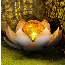 Luzes solares Huaxu Lotus Cracked Glass Ball Garden Decor Luzes solares Huaxu Lotus Cracked Glass Ball Garden Decor