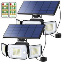 Luzes solares intelamp, sensor de movimento de 3 cabeças, Lp65, pacote com 2 Luzes solares intelamp, sensor de movimento de 3 cabeças, Lp65, pacote com 2