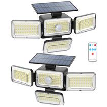 Luzes solares Mokot 288 LED 2800LM com controle remoto, pacote com 2 Luzes solares Mokot 288 LED 2800LM com controle remoto, pacote com 2
