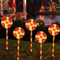 Luzes Solares Para Caminho Em Forma De Bastão De Doce 5 Peças À Prova d'Água Decorações De Feriado Luzes Solares Para Caminho Em Forma De Bastão De Doce 5 Peças À Prova d'Água Decorações De Feriado