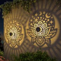 Luzes Solares para Cerca gardencave com Padrão de Lótus, Kit com 4