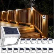Luzes solares para escadas JSOT, kit com 16 unidades, à prova dágua, branco frio Luzes solares para escadas JSOT, kit com 16 unidades, à prova dágua, branco frio