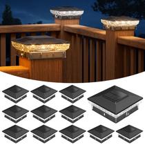 Luzes solares para tampa de poste APONUO 4x4 de madeira e vinil, kit com 12 Luzes solares para tampa de poste APONUO 4x4 de madeira e vinil, kit com 12