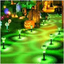 Luzes solares Priddop Halloween, pacote com 8, LED verde, impermeável