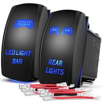 Luzes traseiras Rocker Switch 5Pin 20A/12V 10A/24V azul, pacote com 2