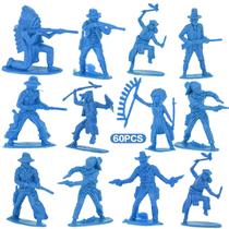 Lynkaye 60 PCS Várias Pose Cowboy Indian Toy Figunes for Kids Children Birthday,Native American Figures, Wild West Cowboy Miniature Kit 144 ct 2inch - 3inch (Azul)