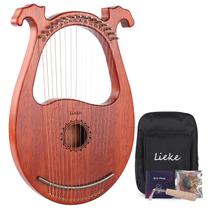 Lyre Harp LIEKE, 16 cordas de metal, corpo em mogno com bolsa e chave inglesa
