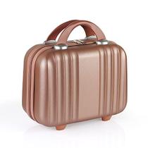 Lzttyee Mini Hard Shell Polychrome Cosmetic Case Luggage, Pequeno Travel Portable Carrying Case Mala para Maquiagem (Rose Gold-1)