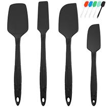 M KITCHEN WORLD Silicone Spatula for Cooking 4 Pieces - Rubber Spatulas Heat Resistant, Assar Raspador de Espátula, Espátula Para Panela Antiaderente, Utensílios de cozinha seguros para mistura - Preto