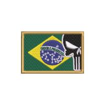 M0139-001 Justiceiro Bandeira Brasil Patch Bordado 7,5x5cm M0139-001 Justiceiro Bandeira Brasil Patch Bordado 7,5x5cm