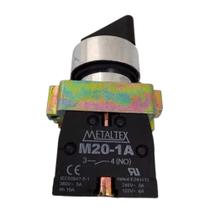 M20SSR4-B-2A Chave Seletora Metálica Knob Curto-3Posições Fixas 45-2NA Metaltex