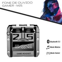 M25 Fone de Ouvido Sem Fio Gamer Bluetooth V5.3 Led - Prata M25 Fone de Ouvido Sem Fio Gamer Bluetooth V5.3 Led - Prata