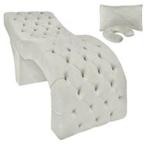 Maca Cama Estética Estofada para Design Cílios Sobrancelhas Veludo Bege SOFA STORE
