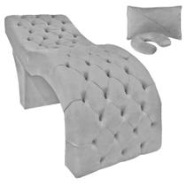 Maca Cama Estética Estofada para Design Cílios Sobrancelhas Veludo Cinza Claro SOFA STORE