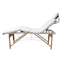 Maca Dobrável Madeira 250kg 4 Seções Estética Massagem Portátil Branco - Gold