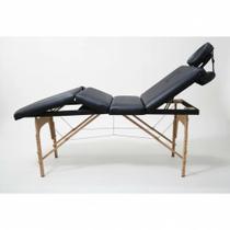 Maca Dobrável Madeira 250kg 4 Seções Estética Massagem Portátil Preto - Gold