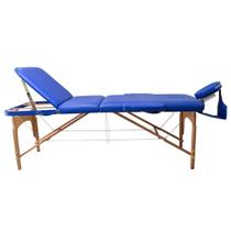 Maca Dobrável Madeira 350kg 3 Seções Estética Massagem Portátil Azul - Gold - Modelo Premium