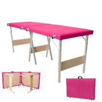 Maca dobrável portátil PINK Premium - Estética/Hospitalar/Massagem/Cílios/Tatuagem - 230kg - ART PUFF DO BRASIL