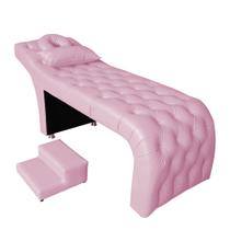 Maca estética capitonê com escada e almofada Sintético Rosa Bebê - Ninho Decor