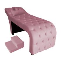 Maca estética capitonê com escada e almofada Veludo Rosa - Ninho Decor