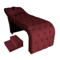 Maca estética capitonê com escada e almofada Veludo Vermelho - Ninho Decor