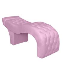 Maca Estética Curva Estofada Capitonê Para Salão Sobrancelha Cílios Veludo Rosa Chiclete