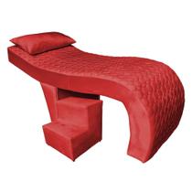 Maca Estética Ergonômica Matelassê 0,60m Isabella com Escada Veludo Vermelho - Pallazio