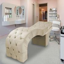 Maca Estética Estofada Reclinável Ergonômica Suede Vanessa Bege