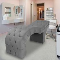 Maca Estética Estofada Reclinável Ergonômica Veludo Vanessa Cinza