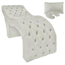 Maca Estética Facial Capitonê Largura 70cm Espuma D26 Veludo Bege SOFA STORE