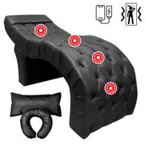 Maca Estética VIP com Massagem Carregador Capitonê material sintético Preto SOFA STORE