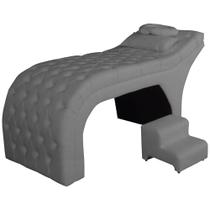 Maca Estofada Capitonê + Escada Belo Tok - Suede Cinza 80cm