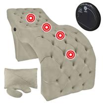 Maca Estofada Capitonê Largura 70 cm com Massagem Veludo Marrom Castor SOFA STORE Maca Estofada Capitonê Largura 70 cm com Massagem Veludo Marrom Castor SOFA STORE