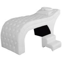 Maca Estofada Estética Capitonê 70 cm Suede Branco - FM Maca Estofada Estética Capitonê 70 cm Suede Branco - FM