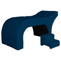 Maca Estofada Estética Capitonê 70 cm Suede Marinho - FM Maca Estofada Estética Capitonê 70 cm Suede Marinho - FM