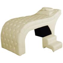 Maca Estofada Estética Capitonê 80 cm Suede Marfim - FM Maca Estofada Estética Capitonê 80 cm Suede Marfim - FM