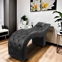 Maca Estofada para Clínica de Estética Facial com Capitonê Andressa Preto Material Sintético Shop das Cabeceiras