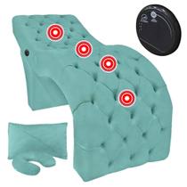 Maca Fixa Ergonômica para Estética Design Cílios com Massagem Veludo Azul Turquesa SOFA STORE