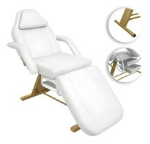 Maca Fixa Estética Reclinável Cor Branca Com Dourado luxo
