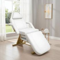 Maca Fixa Estética Reclinável Cor Branca Com Dourado luxo