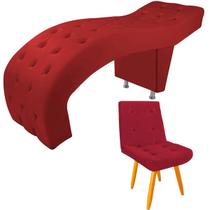 Maca Para Estética Luxo com Cadeira París Veludo Vermelho