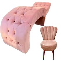Maca Para Estética Luxo com Cadeira Pétala Veludo Rose