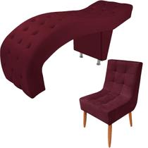 Maca Para Estética Luxo com Cadeira Poltrona Veludo Bordô
